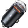 Încărcător auto mini Toocki TQ-CC34A cu porturi USB-C / USB-A - 30W - negru