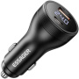 Încărcător auto ESSAGER ES-CC17 cu display și porturi USB-C / USB-A - 100W - negru