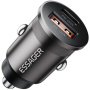Încărcător auto mini ESSAGER ES-CC15 cu porturi USB-C / USB-A - 45W - gri închis