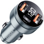 Încărcător auto ESSAGER ES-CC10 cu display și porturi USB-C / 2x USB-A - 80W - gri