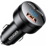 Încărcător auto ESSAGER FSJ-008 cu display și porturi 2x USB-C / USB-A - 105W - negru
