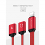 Reducţie POFAN de la conector lighting, pentru conectarea simultană a căştilor şi încărcătorului, pentru iPhone / iPad - 12 cm - roşu