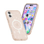 Husă transparentă cu sclipici și MagSafe pentru iPhone 17 - roz-auriu