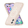 Husă transparentă cu sclipici și MagSafe pentru iPhone 17 - roz-auriu