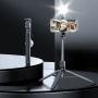 Z16 Băț panoramic Bluetooth pentru selfie cu trepied și lumină pentru iPhone - alb