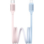 Cablu de încărcare și date USAMS US-SJ757 împletit în două culori - USB-C la Lightning - 1,2 m - roz-albastru