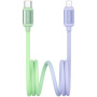 Cablu de încărcare și date USAMS US-SJ757 împletit în două culori - USB-C la Lightning - 1,2 m - verde/violet