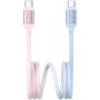 Cablu de încărcare și date împletit bicolor USAMS US-SJ757 - USB-C la USB-C - 1,2 m - roz-albastru