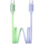 Cablu de încărcare și date USAMS US-SJ757 bicolor împletit - USB-C la USB-C - 1,2 m - verde-violet