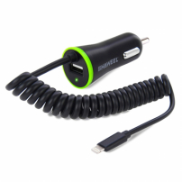 Încărcător auto HAWEEL (2.1A) lightning / conector 8 pini - 1,2 m negru