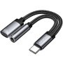 Reducție audio și de încărcare 2 în 1 ESSAGER ES-YP25 - jack de 3,5 mm / USB-C la USB-C - gri