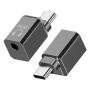 Mini adaptor audio - jack de 3,5 mm la USB-C - gri