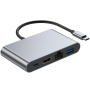 Adaptor 4 în 1 - HDMI / RJ45 / USB-C / USB-A la USB-C - gri