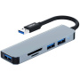 Hub ENKAY 5 în 1 - slot pentru card SD / TF / 3x USB-A la USB-A pentru MacBook - gri