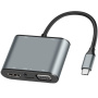 Hub FX-1815B 8 în 1 - slot pentru card TF / HDMI / VGA / mufă de 3,5 mm / USB-C / 3x USB-A la USB-C pentru MacBook - gri