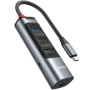 Hub Yesido HB24 5 în 1 - Mini Display Port / USB-C / 3x USB-A la USB-C - gri