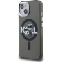 Karl Lagerfeld IML Glitter Karl and Choupette Sketch husă sclipitoare cu MagSafe pentru iPhone 15 - gri
