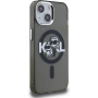Karl Lagerfeld IML Glitter Karl and Choupette Sketch husă sclipitoare cu MagSafe pentru iPhone 15 - gri