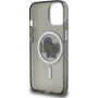 Karl Lagerfeld IML Glitter Karl and Choupette Sketch husă sclipitoare cu MagSafe pentru iPhone 15 - gri