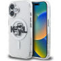 Karl Lagerfeld IML Glitter Karl and Choupette Sketch husă sclipitoare cu MagSafe pentru iPhone 16 - argintiu