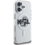 Karl Lagerfeld IML Glitter Karl and Choupette Sketch husă sclipitoare cu MagSafe pentru iPhone 16 - argintiu