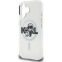 Karl Lagerfeld IML Glitter Karl and Choupette Sketch husă sclipitoare cu MagSafe pentru iPhone 16 - argintiu