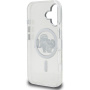 Karl Lagerfeld IML Glitter Karl and Choupette Sketch husă sclipitoare cu MagSafe pentru iPhone 16 - argintiu