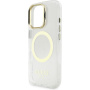 Husă Guess IML Gold Outline cu suport rabatabil și MagSafe pentru iPhone 16 Pro - transparent