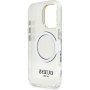 Husă Guess IML Gold Outline cu suport rabatabil și MagSafe pentru iPhone 16 Pro - transparent