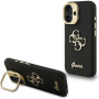 Husă Guess Grained 4G Logo cu suport rabatabil pentru iPhone 16 - negru