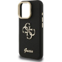 Husă Guess Grained 4G Logo cu suport rabatabil pentru iPhone 16 Pro - negru