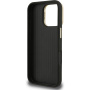 Husă Guess Grained 4G Logo cu suport rabatabil pentru iPhone 16 Pro - negru