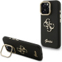 Husă Guess Grained 4G Logo cu suport rabatabil pentru iPhone 16 Pro Max - negru