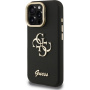 Husă Guess Grained 4G Logo cu suport rabatabil pentru iPhone 16 Pro Max - negru