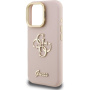 Husă Guess Grained 4G Logo cu suport rabatabil pentru iPhone 16 Pro - roz