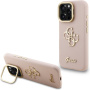 Husă Guess Grained 4G Logo cu suport rabatabil pentru iPhone 16 Pro Max - roz
