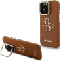 Husă Guess Grained 4G Logo cu suport rabatabil pentru iPhone 15 Pro Max - maro