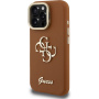 Husă Guess Grained 4G Logo cu suport rabatabil pentru iPhone 15 Pro Max - maro