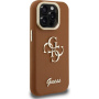 Husă Guess Grained 4G Logo cu suport rabatabil pentru iPhone 15 Pro Max - maro