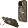 Husă Guess 4G Metal Logo cu suport rabatabil pentru iPhone 15 Pro - maro