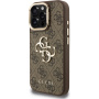 Husă Guess 4G Metal Logo cu suport rabatabil pentru iPhone 15 Pro - maro