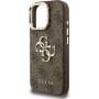 Husă Guess 4G Metal Logo cu suport rabatabil pentru iPhone 15 Pro - maro