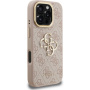 Husă Guess 4G Metal Logo cu suport rabatabil pentru iPhone 16 Pro Max - roz