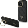 Husă Guess 4G Strass Triangle Logo cu suport rabatabil și MagSafe pentru iPhone 16 Pro Max - gri