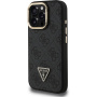 Husă Guess 4G Strass Triangle Logo cu suport rabatabil și MagSafe pentru iPhone 16 Pro Max - gri