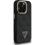 Husă Guess 4G Strass Triangle Logo cu suport rabatabil și MagSafe pentru iPhone 16 Pro Max - gri