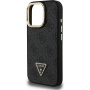 Husă Guess 4G Strass Triangle Logo cu suport rabatabil și MagSafe pentru iPhone 16 Pro Max - gri
