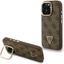 Husă Guess 4G Strass Triangle Logo cu suport rabatabil și MagSafe pentru iPhone 16 Pro Max - maro