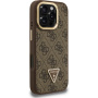 Husă Guess 4G Strass Triangle Logo cu suport rabatabil și MagSafe pentru iPhone 16 Pro Max - maro