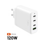 Adaptor de încărcare FIXED GaN cu porturi 3x USB-C / USB-A - 120W - alb